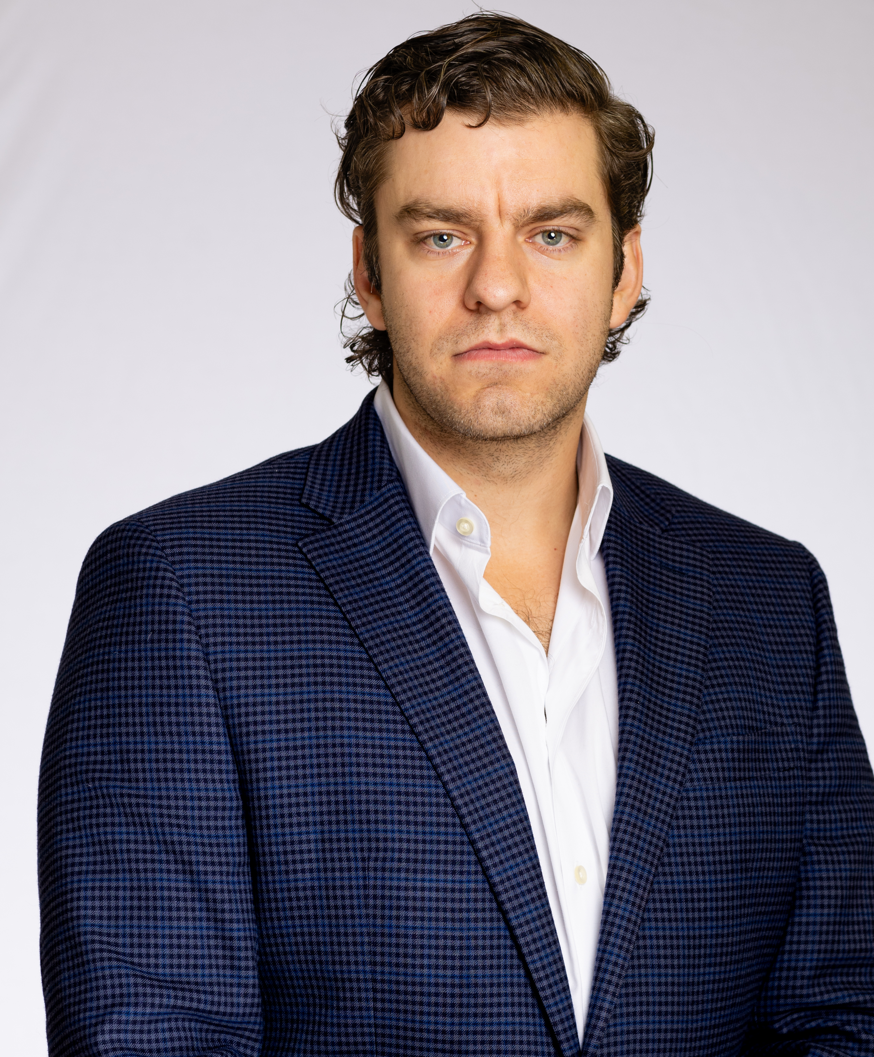 St. Louis theatrical headshot for actor — serious intensity, strong eye contact